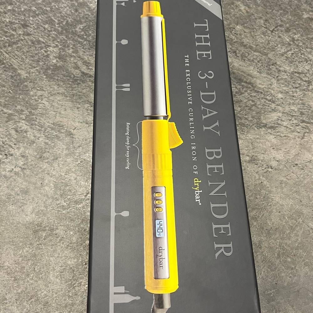 Drybar Yellow Curling Iron 3 Day Bender Brand New in Box